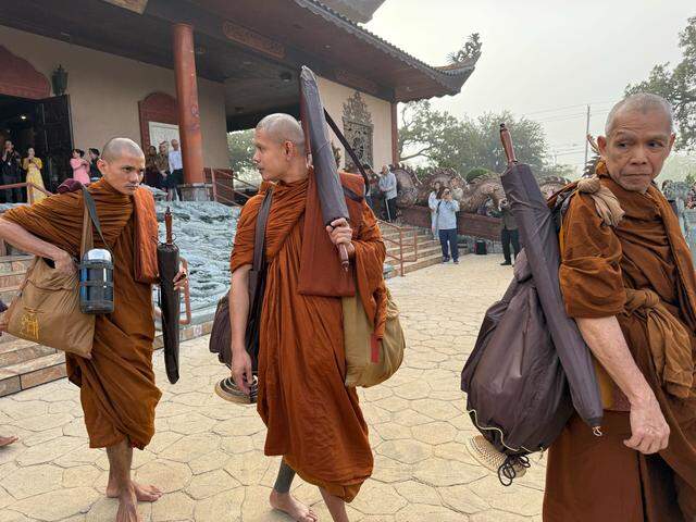 Nineteen Buddhist monks begin a 2,300-mile walk from Fort Worth to Washington, D.C., promoting national healing, unity and compassion on Sunday, Oct. 26.